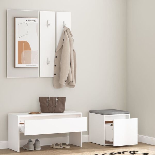 vidaXL Hallway Furniture Set White Engineered Wood