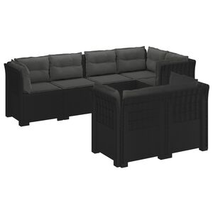 vidaXL 7-Seater Garden Sofa with Cushions Rattan Look PP Anthracite