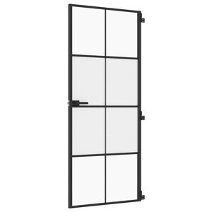 vidaXL Interior Door Slim Black 83x201.5 cm Tempered Glass&Aluminium