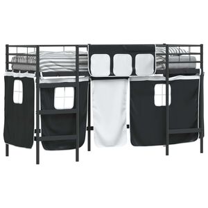 vidaXL Kids'Loft Bed Frame with Curtains Black 90 x 190 cm