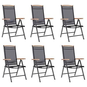 vidaXL Folding Chairs 6 pcs Textilene Black
