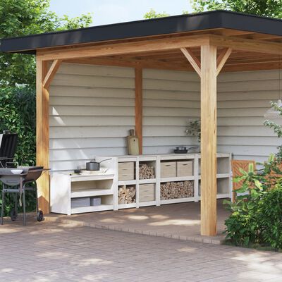 vidaXL Outdoor Kitchen Cabinets 4 pcs White Solid Wood Pine