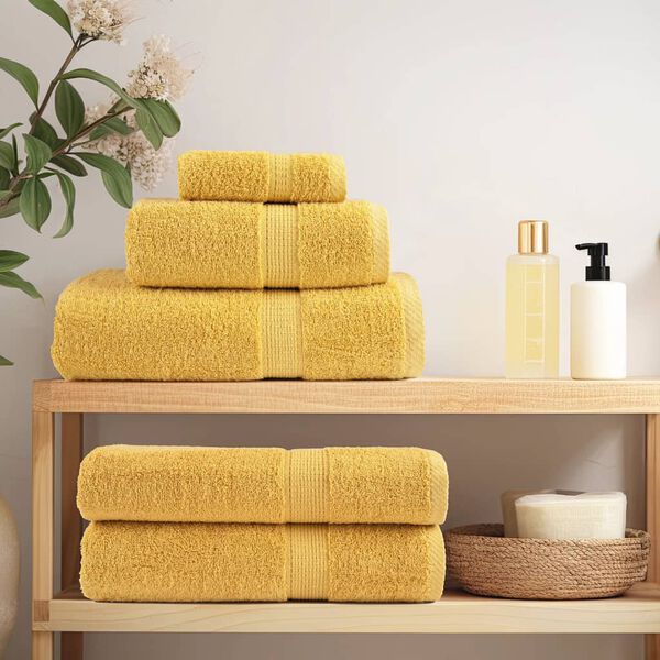vidaXL Premium Bath Towels "SOLUND" 2 pcs Gold 100x150 cm 600 gsm