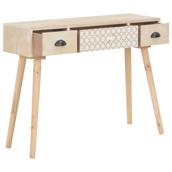 vidaXL Console Table with 3 Drawers 100x30x73 cm Solid Pinewood