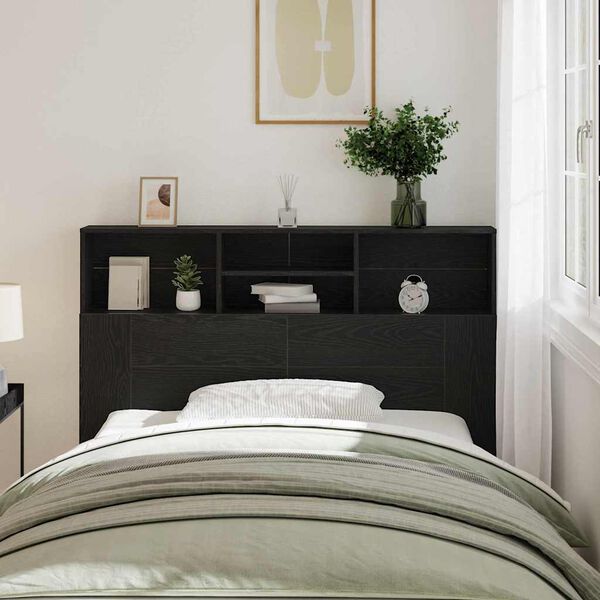 vidaXL Headboard Cabinet Black Oak 140 x 19 x 103.5 cm Engineered Wood