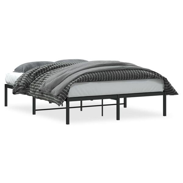 vidaXL Metal Bed Frame without Mattress Black 135x190cm