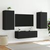 vidaXL 3 Piece TV Wall Cabinets with LED Lights Black