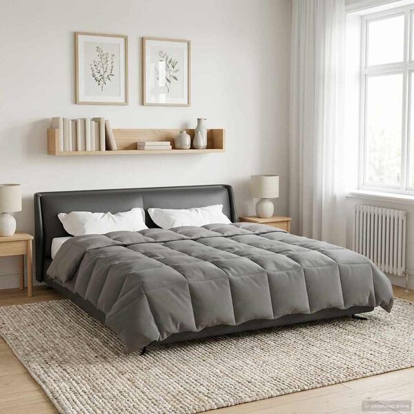 vidaXL Full Year Duvet Quilted Light Grey 240 x 260 cm Microfiber