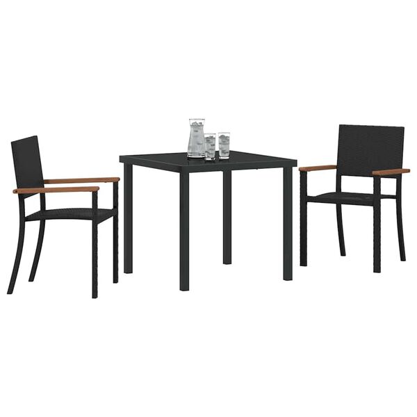 vidaXL Garden Dining Set 3 pcs Black Powder-Coated Steel