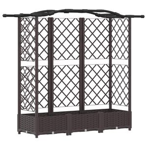 vidaXL Raised Bed with Trellis and Roof Brown 163 x 40 x 126 cm PP