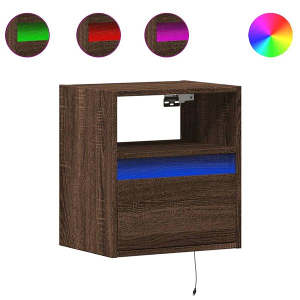 vidaXL TV Wall Cabinets with LED Lights 2 pcs Brown Oak 41x31x45 cm