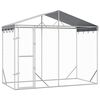 vidaXL Outdoor Dog Kennel with Roof Silver 3x1.5x2.5 m Galvanised Steel