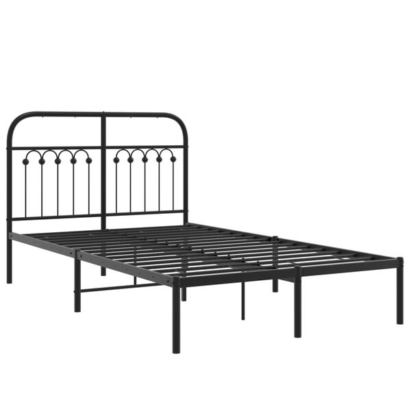 vidaXL Metal Bed Frame without Mattress with Headboard Black 120x200cm