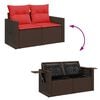 vidaXL 9 Piece Garden Sofa Set with Cushions Brown Poly Rattan Acacia