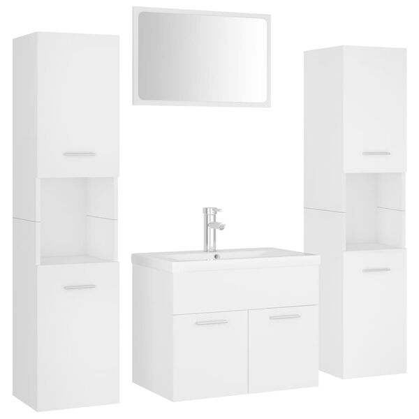 vidaXL Bathroom Furniture Set White Engineered Wood