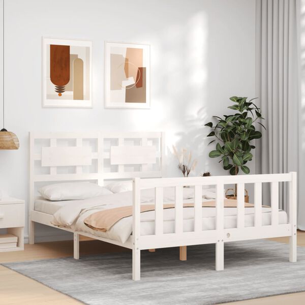 vidaXL Bed Frame without Mattress White 120x200 cm Solid Wood Pine
