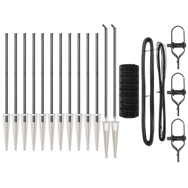 vidaXL Fence with Post Grey 1 x 25 m Steel