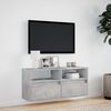 vidaXL TV Wall Cabinet with LED Lights Concrete Grey 100x31x45 cm