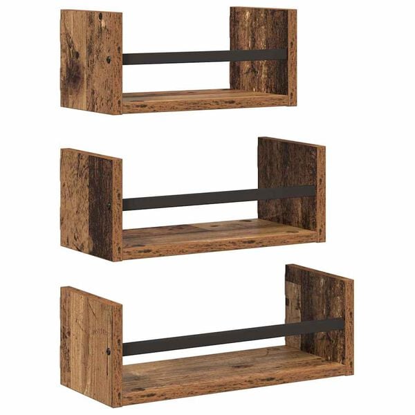 vidaXL Wall Shelf Set 3 pcs Old Wood 40 x 16 x 14 cm Engineered Wood