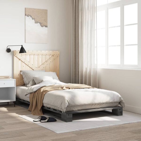 vidaXL Bed Frame without Mattress Grey 100x200 cm Solid Wood Pine