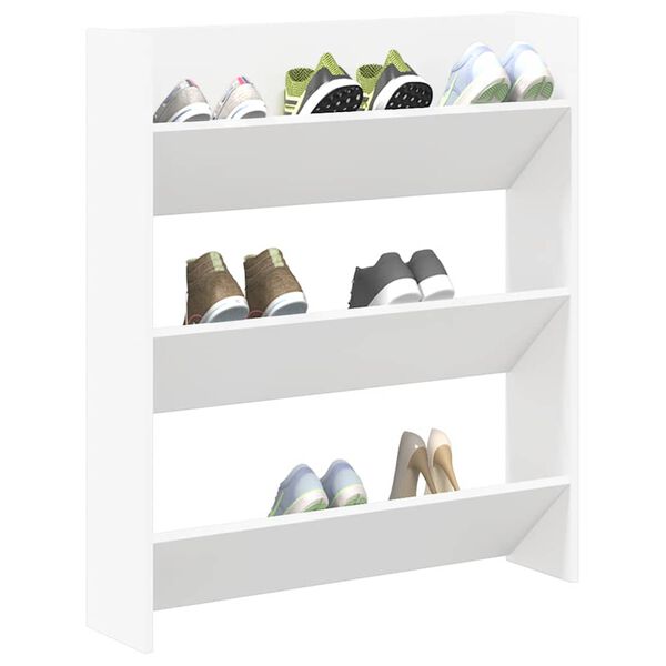 vidaXL Wall Shoe Cabinet White 80x18x90 cm Engineered Wood