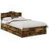 vidaXL Bed Frame with Drawer Smoked Oak 120 x 200 cm Engineer Wood