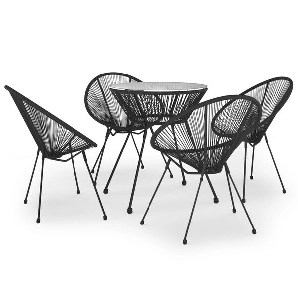 vidaXL 5 Piece Outdoor Dining Set PVC Rattan Black