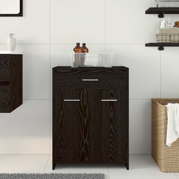 vidaXL Bathroom Cabinet Black Oak 60 x 33 x 80 cm Engineered Wood