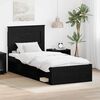 vidaXL Bed Frame with Headboard Black 90 x 200 cm Solid Pine Wood