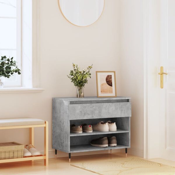 vidaXL Shoe Cabinet Concrete Grey 70x36x60 cm Engineered Wood