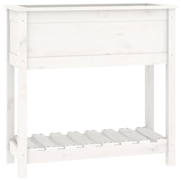 vidaXL Planter with Shelf White 82.5x34.5x81 cm Solid Wood Pine