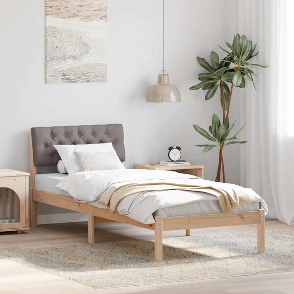vidaXL Bed frame Brown and taupe 80 x 200 cm Solid pine wood