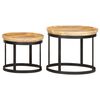 vidaXL Round Side Tables 2 pcs Solid Mango Wood and Steel