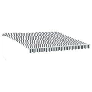 vidaXL Manual Retractable Awning with LED Anthracite&White 400x350 cm