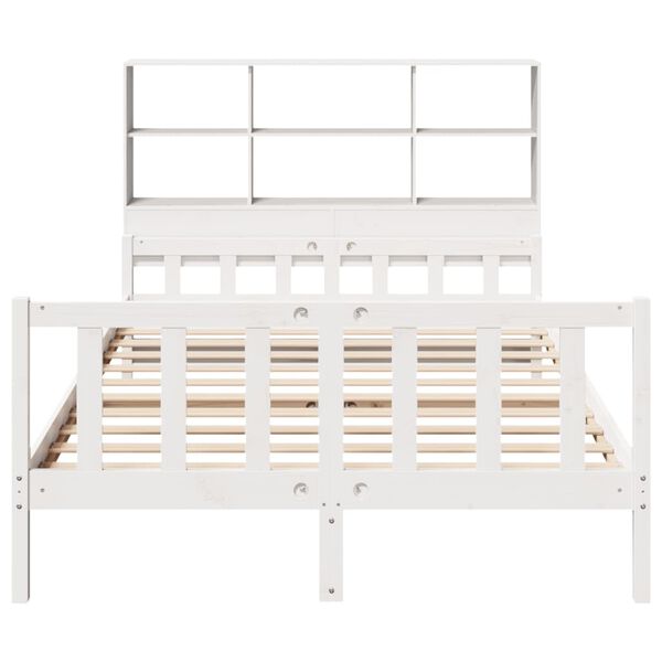 vidaXL Bookcase Bed without Mattress White 160x200 cm Solid Wood Pine