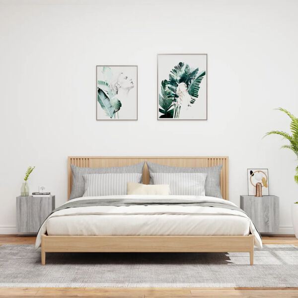 vidaXL TV Wall Cabinets 2 pcs Grey Sonoma 40.5x30x40 cm Engineered Wood