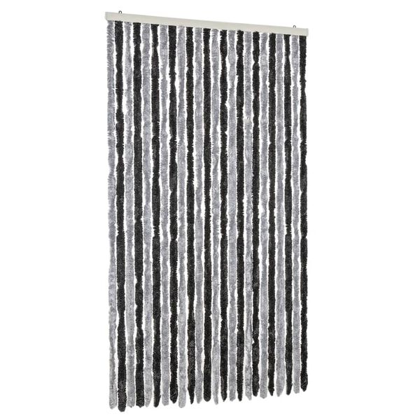 vidaXL Fly Curtain Grey and Black 100x200 cm Chenille