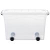 vidaXL Storage Boxes with Wheels & Lids 2 pcs Transparent 60 L