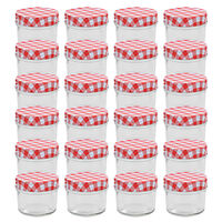 vidaXL Glass Jam Jars with White and Red Lids 24 pcs 110 ml