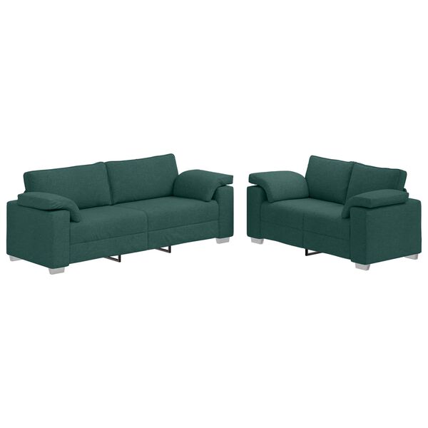 vidaXL Sofa Set 2 pcs Dark Green 219 x 77 x 82 cm Fabric
