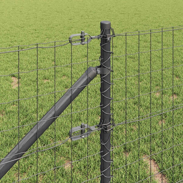 vidaXL Fence with Post Grey 1 x 25 m Steel and PVC