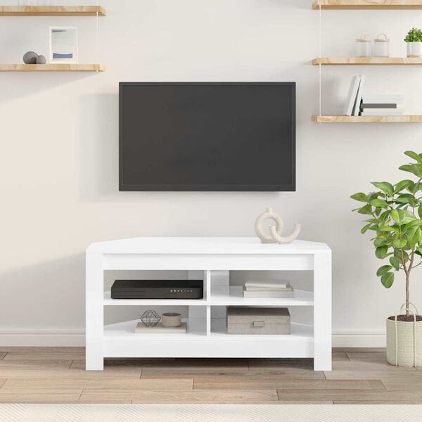 vidaXL Corner TV Cabinet High gloss White 102 x 40.5 x 45 cm