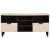 vidaXL TV Cabinet White Wash Finish 100 x 33 x 46 cm Solid Mango Wood