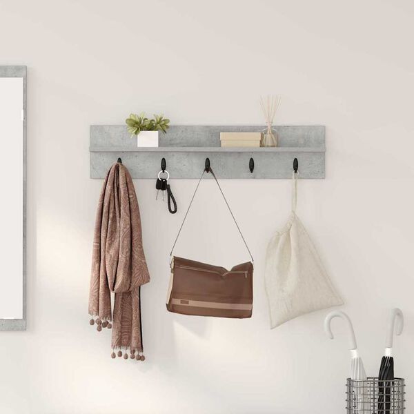 vidaXL Wall-Mounted Coat Rack Concrete Grey 80 x 10.5 x 18 cm