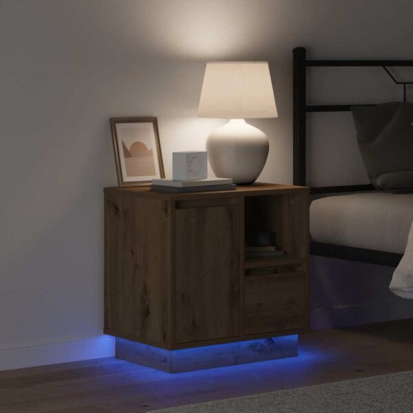 vidaXL Bedside Cabinet Artisan Oak 50 x 34.5 x 50 cm Engineered wood