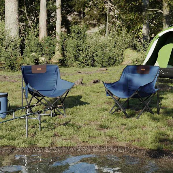 vidaXL Camping Chairs with Pocket Foldable 2 pcs Blue