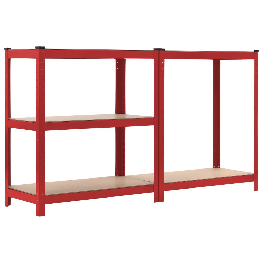 vidaXL 2x Storage Shelves Red 80x40x180cm Steel and MDF Display Organiser Rack 