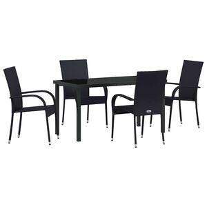 vidaXL Garden Dining Set 5 pcs Black Powder-Coated Steel