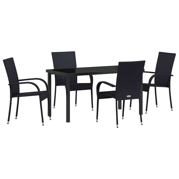 vidaXL Garden Dining Set 5 pcs Black Powder-Coated Steel