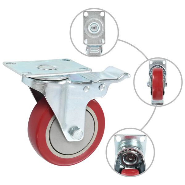 vidaXL Swivel Casters with Double Brakes 4 pcs 100 mm